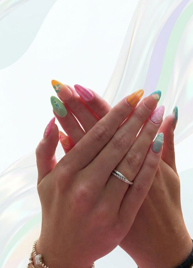 Hand-painted nail art by Ayla Adorno